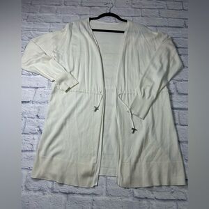 Elegant Cream/Ivory  Women's Sweater Cardigan with Drawstring Waist. Size XL